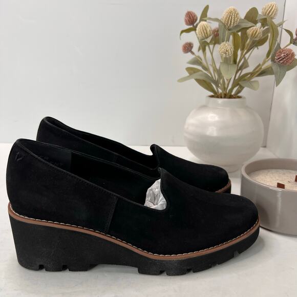 Vionic Willa Wedge Loafers Suede Slip On Black Women's 8.5M Water Repellent - Picture 3 of 11
